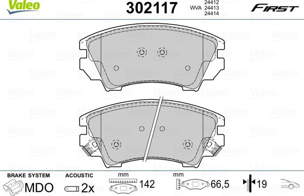 Valeo 302117 - Set placute frana,frana disc www.parts5.com