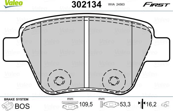 Valeo 302134 - Σετ τακάκια, δισκόφρενα www.parts5.com