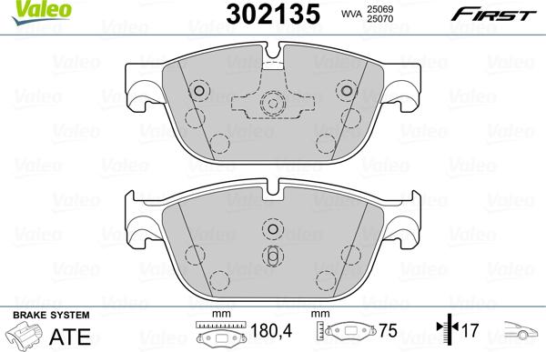 Valeo 302135 - Juego de pastillas de freno www.parts5.com