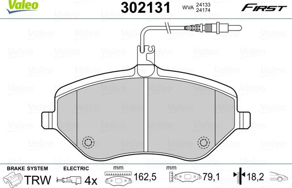 Valeo 302131 - Piduriklotsi komplekt,ketaspidur www.parts5.com