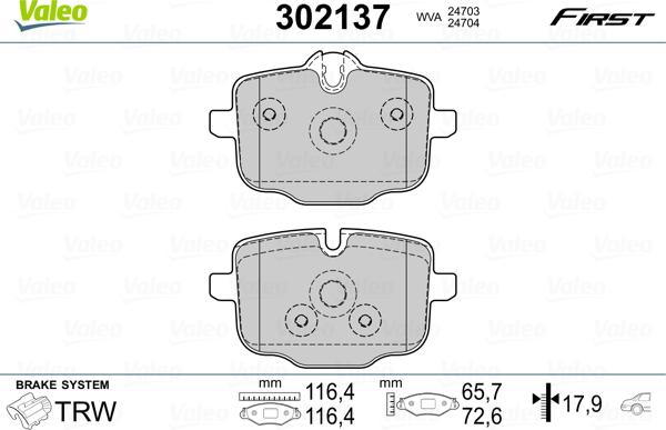 Valeo 302137 - Brake Pad Set, disc brake parts5.com