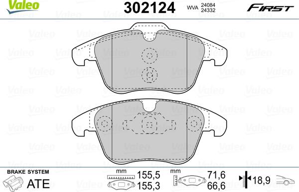 Valeo 302124 - Brake Pad Set, disc brake www.parts5.com