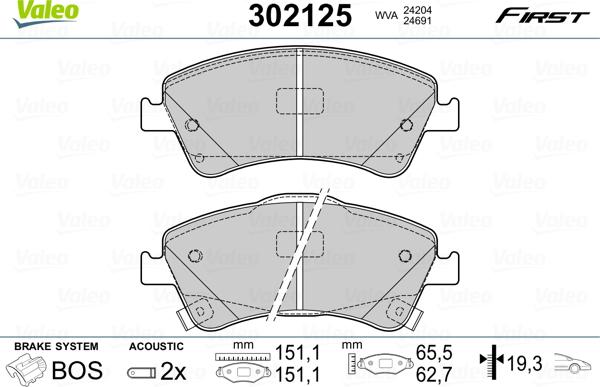 Valeo 302125 - Set placute frana,frana disc www.parts5.com