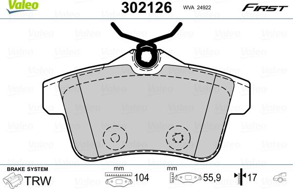 Valeo 302126 - Set placute frana,frana disc www.parts5.com