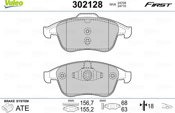 Valeo 302128 - Komplet kočnih obloga, disk kočnica www.parts5.com