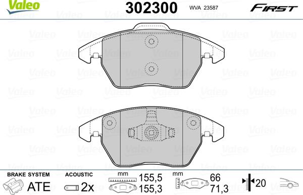 Valeo 302300 - Komplet pločica, disk-kočnica www.parts5.com