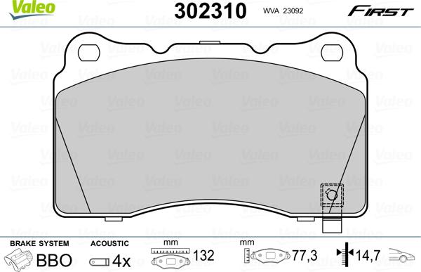 Valeo 302310 - Σετ τακάκια, δισκόφρενα www.parts5.com