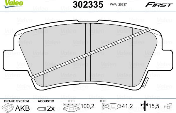 Valeo 302335 - Komplet zavornih oblog, ploscne (kolutne) zavore www.parts5.com