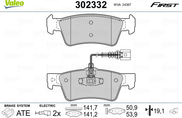 Valeo 302332 - Set placute frana,frana disc www.parts5.com