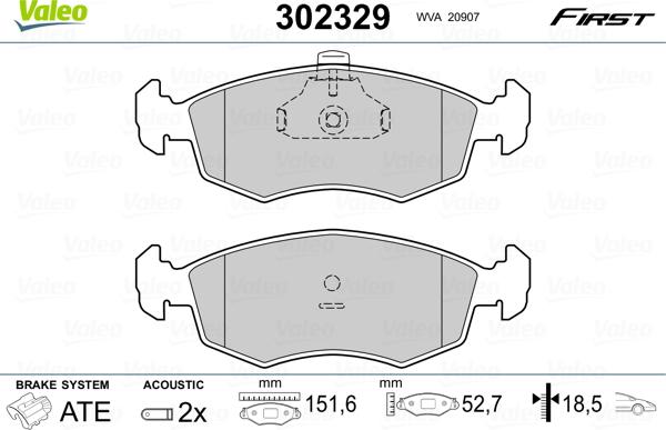 Valeo 302329 - Set placute frana,frana disc www.parts5.com