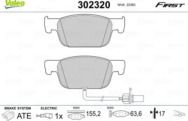 Valeo 302320 - Juego de pastillas de freno parts5.com