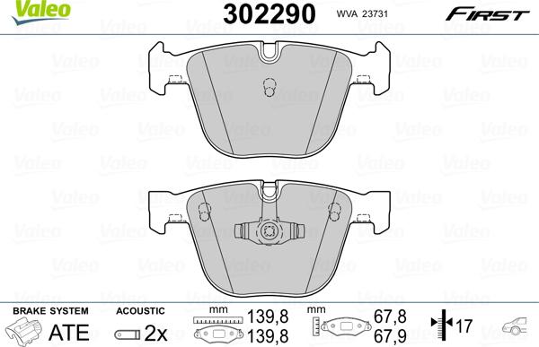 Valeo 302290 - Brake Pad Set, disc brake www.parts5.com