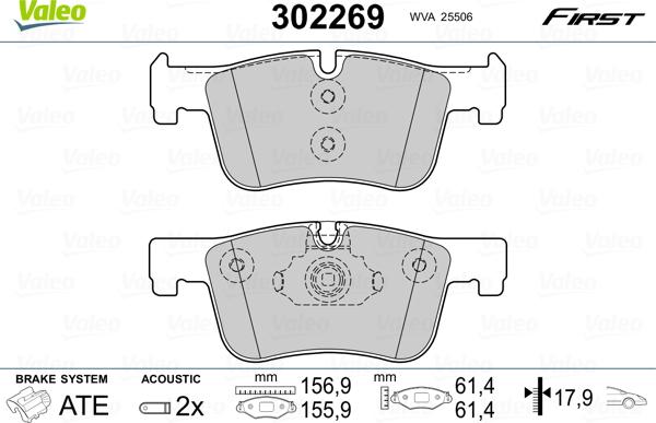 Valeo 302269 - Brake Pad Set, disc brake parts5.com