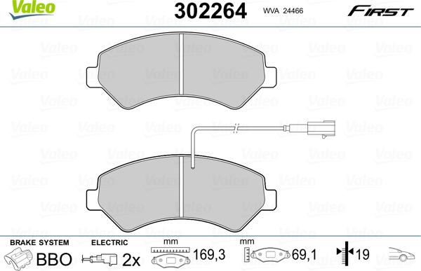 Valeo 302264 - Set placute frana,frana disc www.parts5.com