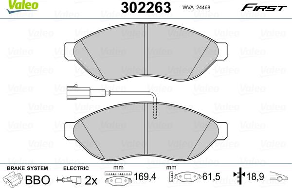 Valeo 302263 - Σετ τακάκια, δισκόφρενα www.parts5.com