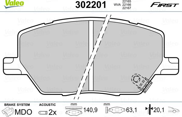 Valeo 302201 - Set placute frana,frana disc www.parts5.com