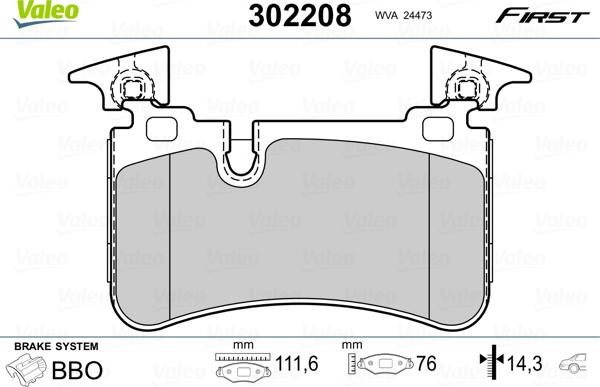 Valeo 302208 - Komplet pločica, disk-kočnica www.parts5.com