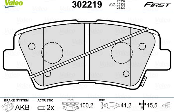 Valeo 302219 - Piduriklotsi komplekt,ketaspidur www.parts5.com