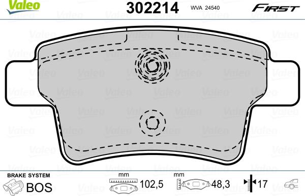 Valeo 302214 - Komplet pločica, disk-kočnica www.parts5.com