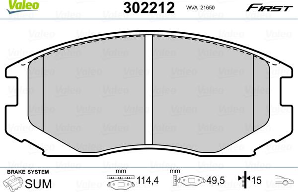 Valeo 302212 - Brake Pad Set, disc brake www.parts5.com