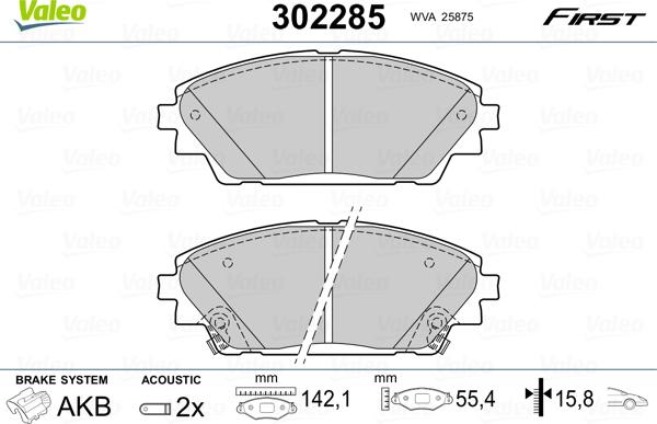 Valeo 302285 - Brake Pad Set, disc brake www.parts5.com