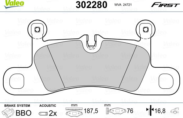 Valeo 302280 - Brake Pad Set, disc brake www.parts5.com