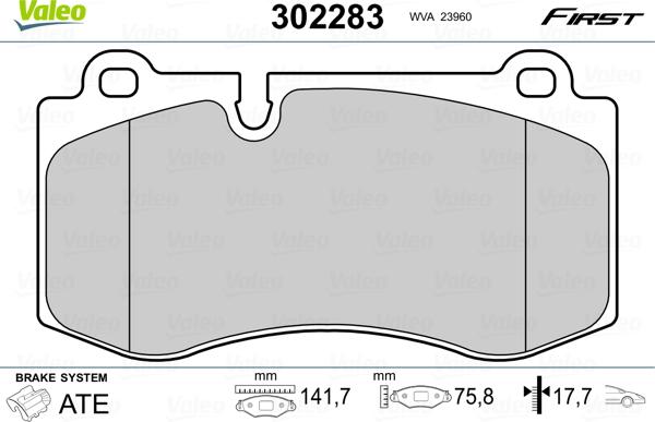 Valeo 302283 - Jarrupala, levyjarru www.parts5.com