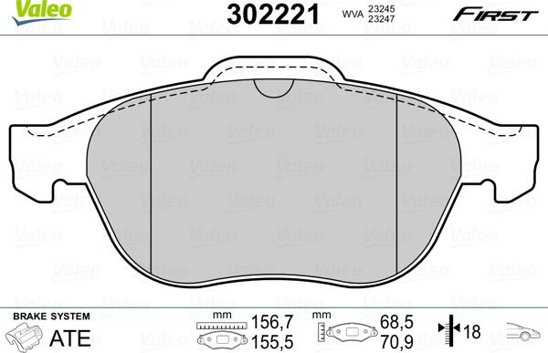 Valeo 302221 - Sada brzdových destiček, kotoučová brzda www.parts5.com