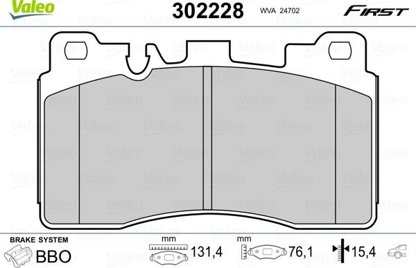 Valeo 302228 - Fren balata seti, diskli fren www.parts5.com