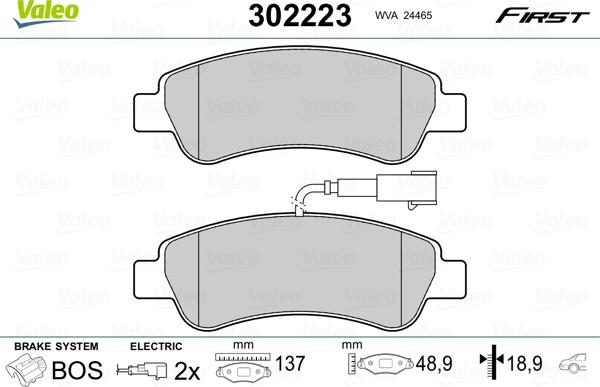 Valeo 302223 - Σετ τακάκια, δισκόφρενα www.parts5.com