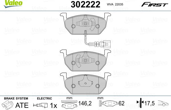 Valeo 302222 - Brake Pad Set, disc brake parts5.com