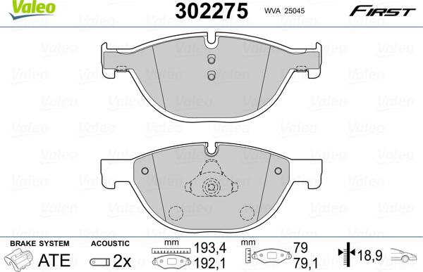 Valeo 302275 - Set placute frana,frana disc www.parts5.com