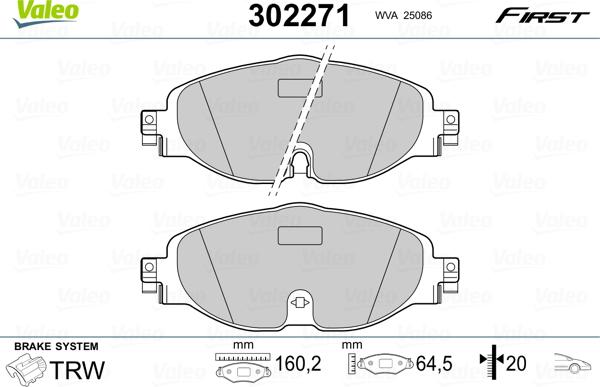 Valeo 302271 - Комплект спирачно феродо, дискови спирачки www.parts5.com