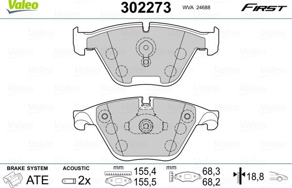 Valeo 302273 - Juego de pastillas de freno www.parts5.com