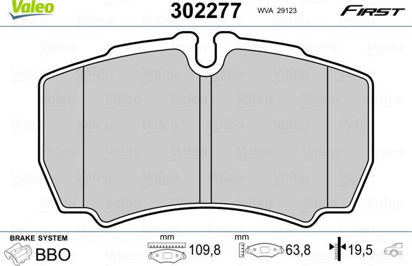 Valeo 302277 - Komplet zavornih oblog, ploscne (kolutne) zavore www.parts5.com