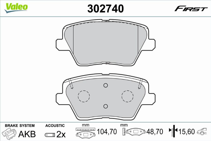 Valeo 302740 - Brake Pad Set, disc brake www.parts5.com