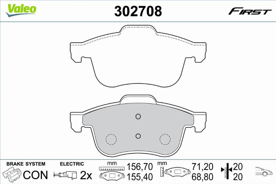 Valeo 302708 - Brake Pad Set, disc brake www.parts5.com