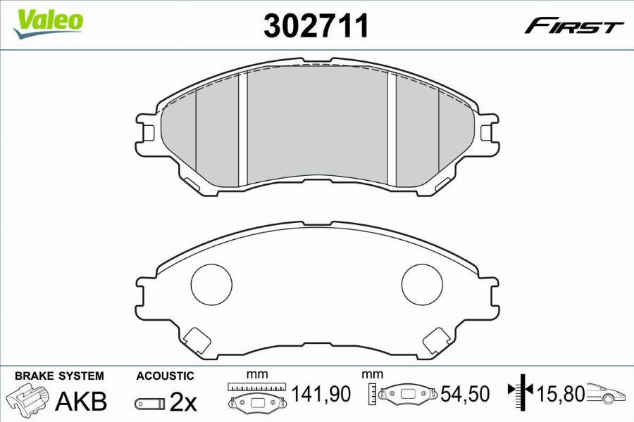 Valeo 302711 - Brake Pad Set, disc brake www.parts5.com