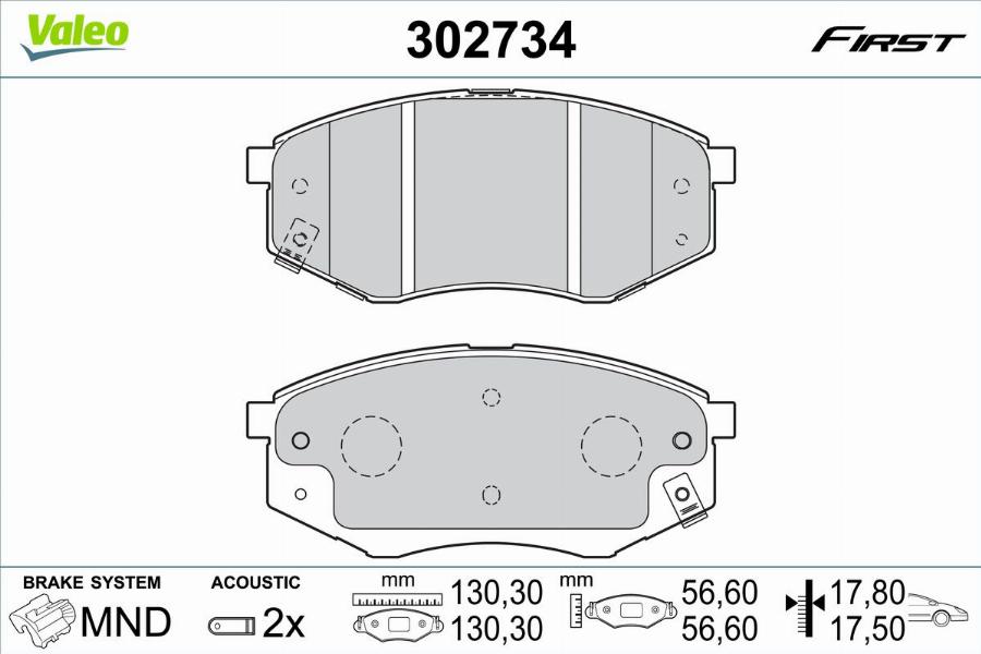 Valeo 302734 - Brake Pad Set, disc brake www.parts5.com