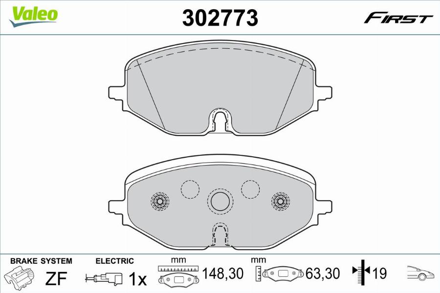 Valeo 302773 - Brake Pad Set, disc brake www.parts5.com