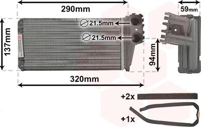 Van Wezel 40006227 - Heat Exchanger, interior heating www.parts5.com