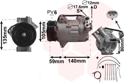 Van Wezel 3700K437 - Compresor, aire acondicionado www.parts5.com