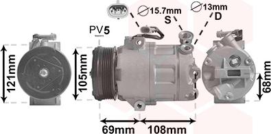 Van Wezel 3700K138 - Kompresor, klimtatska naprava www.parts5.com