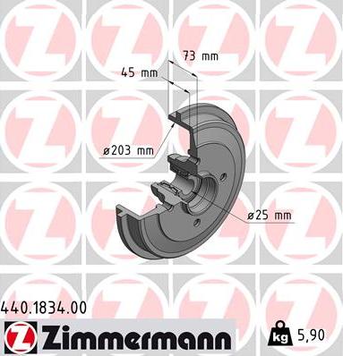 Zimmermann 440.1834.00 - Doboš kočnice www.parts5.com