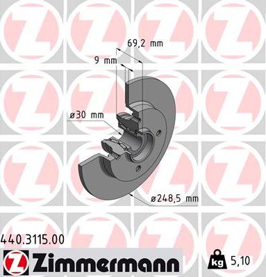 Zimmermann 440.3115.00 - Brzdový kotúč www.parts5.com