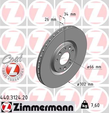 Zimmermann 440.3124.20 - Disco de freno www.parts5.com