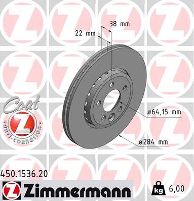 Zimmermann 450.1536.20 - Disc frana www.parts5.com