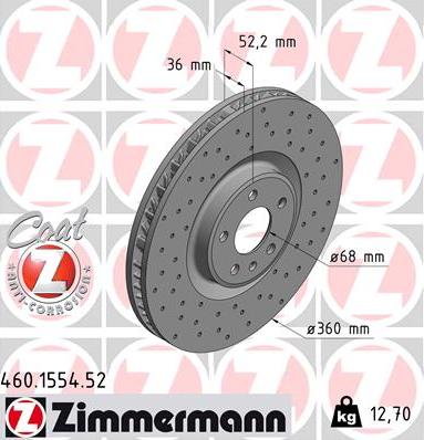 Zimmermann 460.1554.52 - Disco de freno www.parts5.com