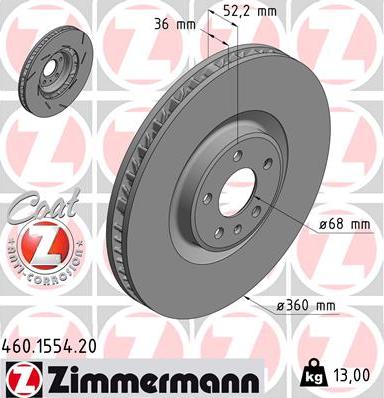 Zimmermann 460.1554.20 - Brake Disc www.parts5.com