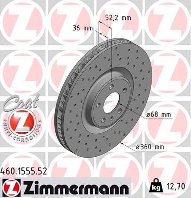 Zimmermann 460.1555.52 - Disco de freno www.parts5.com